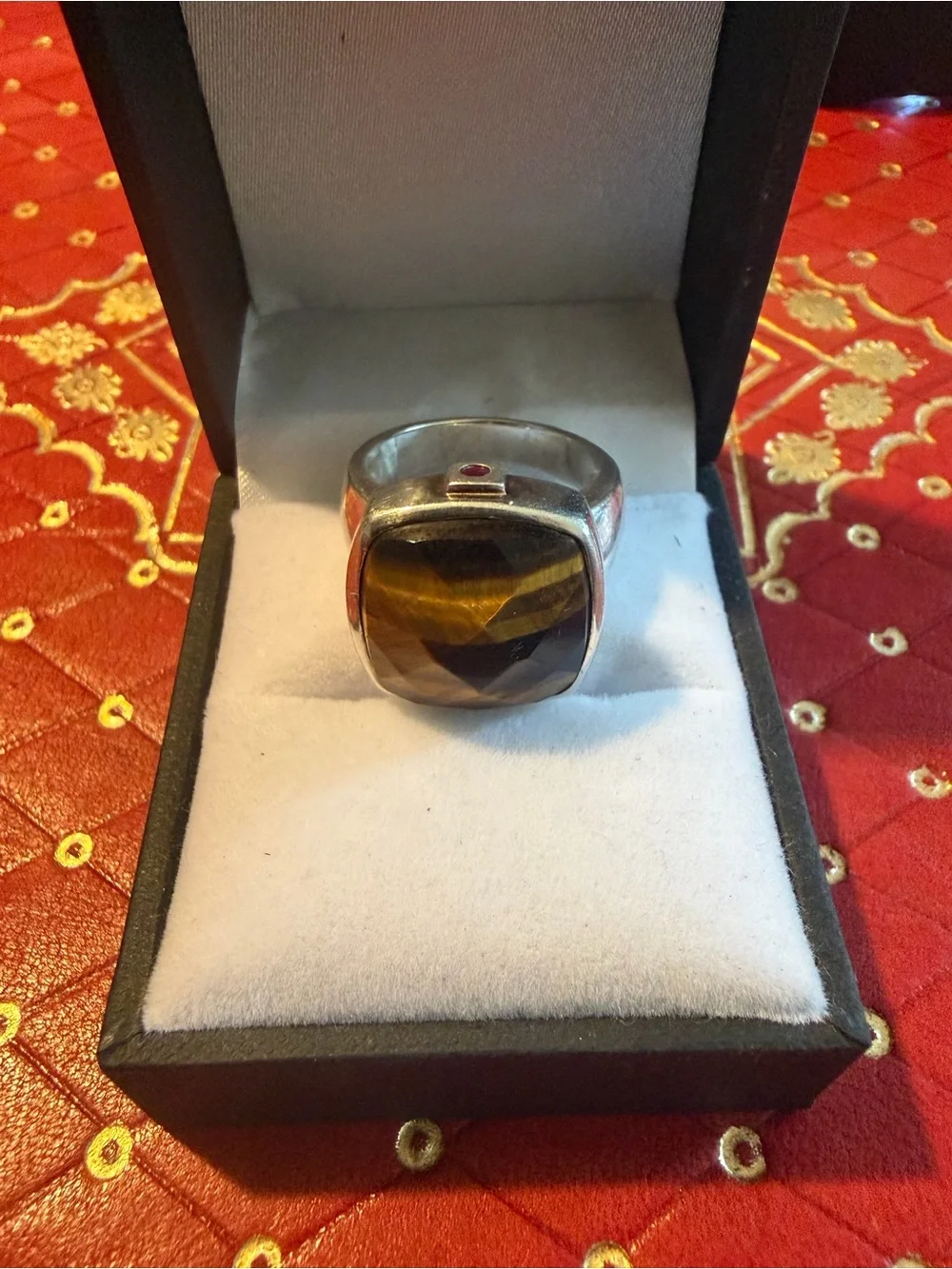 925 Silver Faceted Tiger Eye Ring